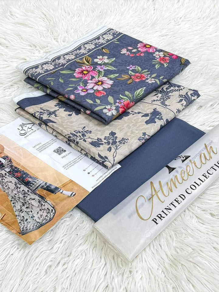 Ameerah Printed Collection 3-Piece Unstitched Floral Lawn Suit