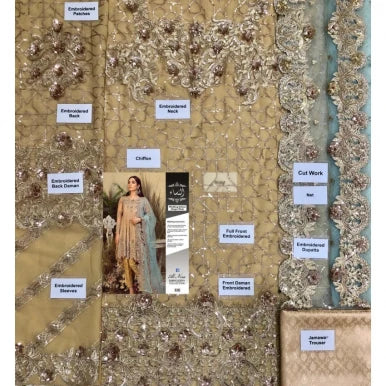 “Luxury Embroidered Net 3PC Suit with Organza Dupatta”