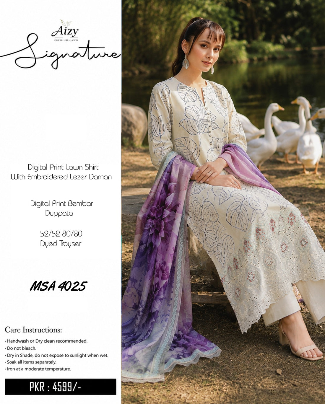 Embroidered Digital Print Lawn 3 Piece Suit
