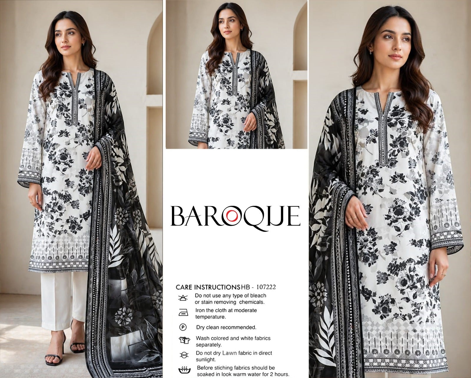 Lawn Boroque 3 piece dress