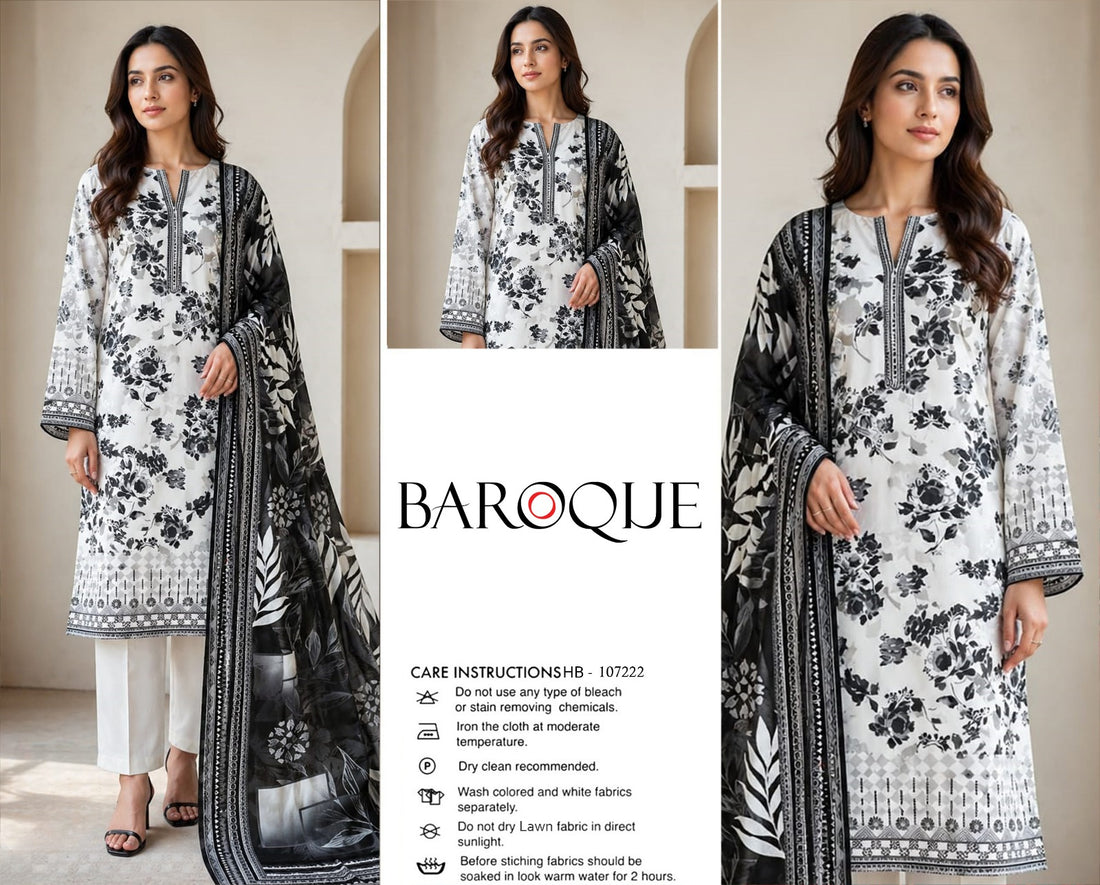 Lawn Boroque 3 piece dress