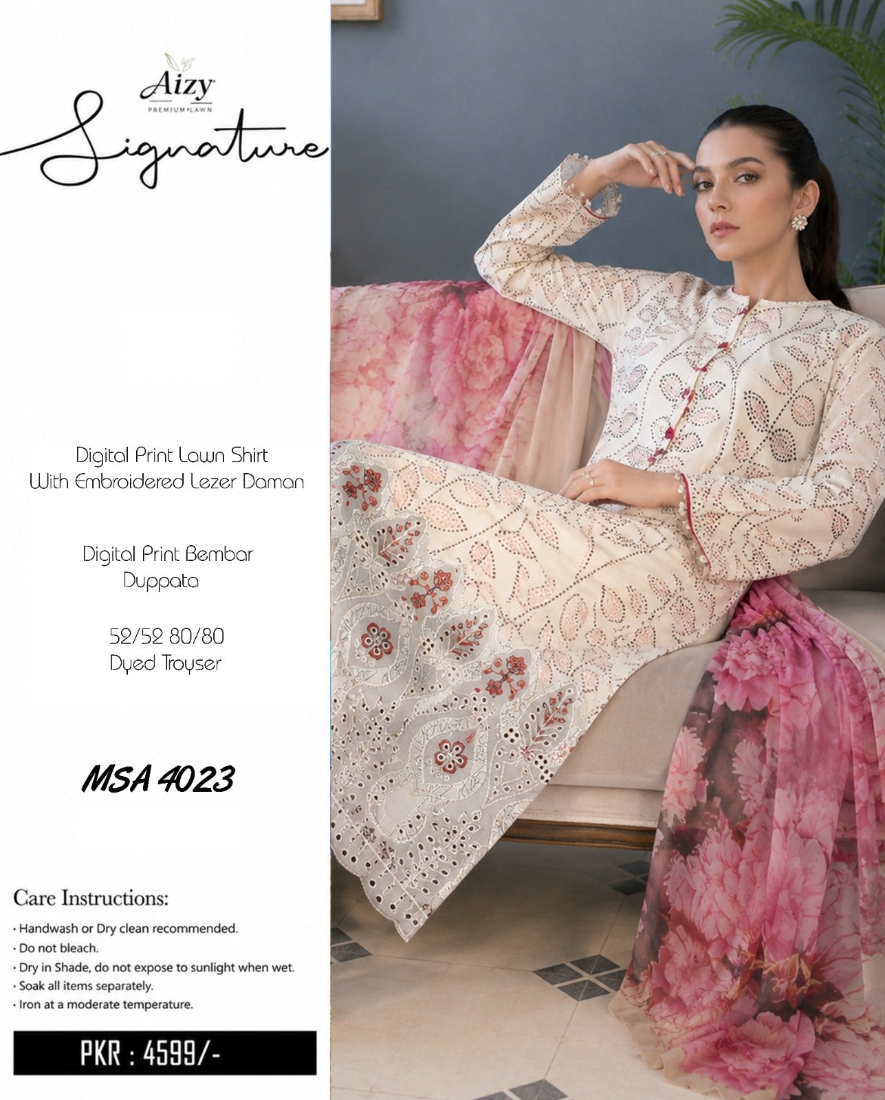 Embroidered Digital Print Lawn 3 Piece Suit