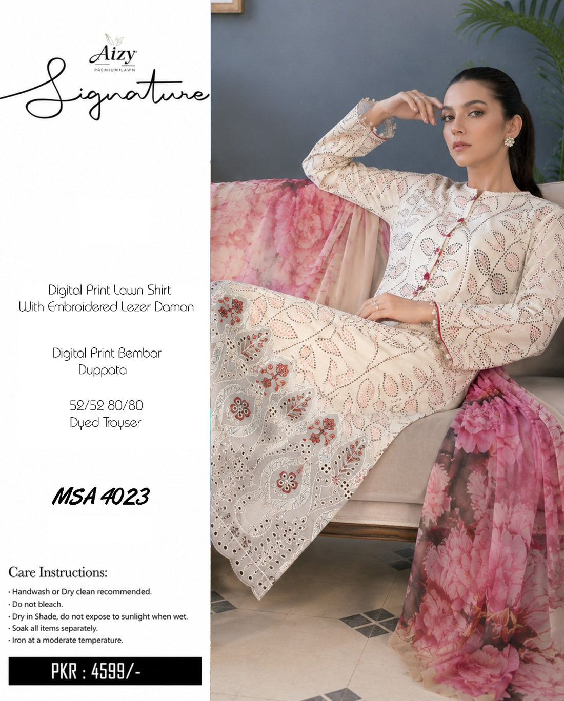 Embroidered Digital Print Lawn 3 Piece Suit