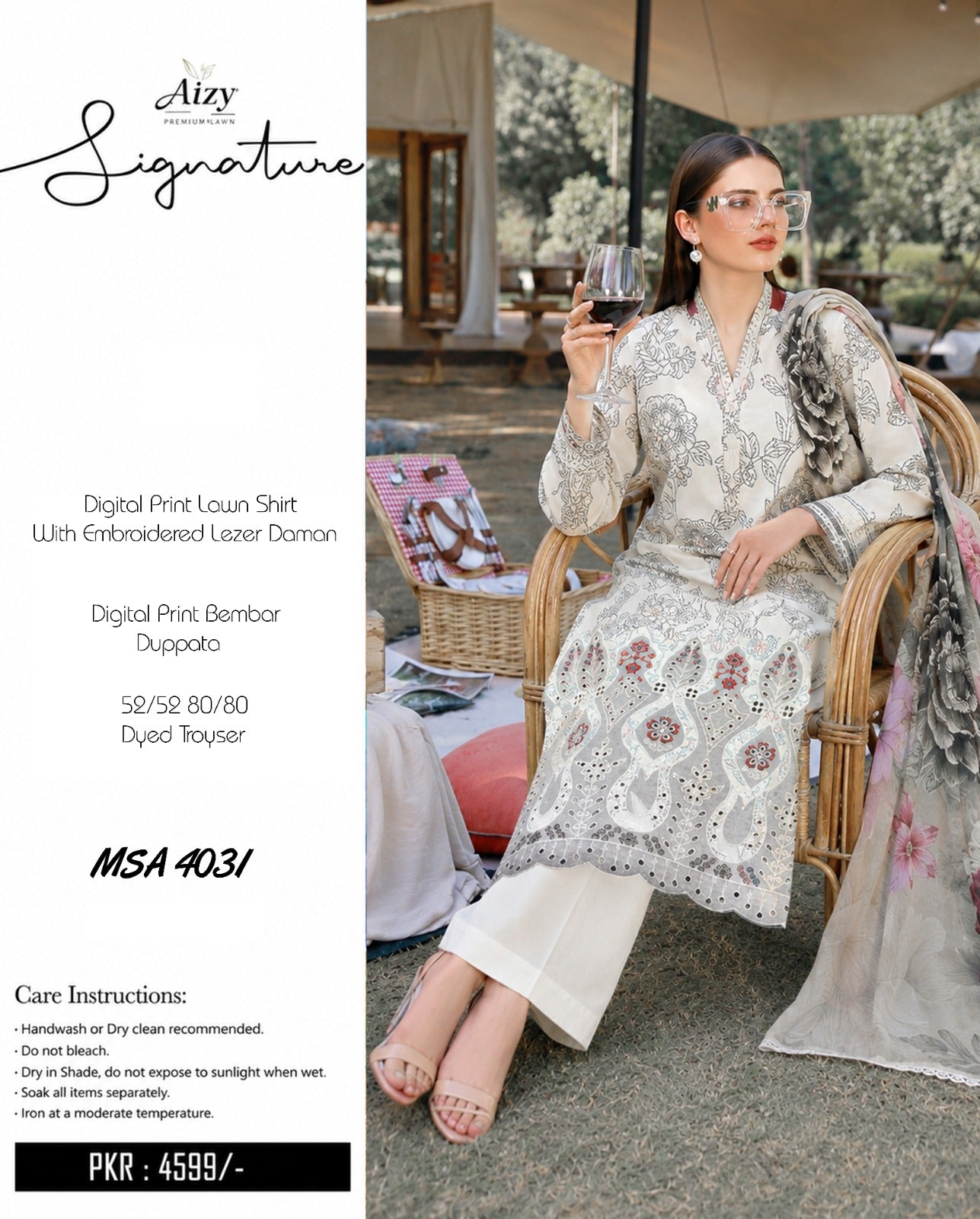 Embroidered Digital Print Lawn 3 Piece Suit