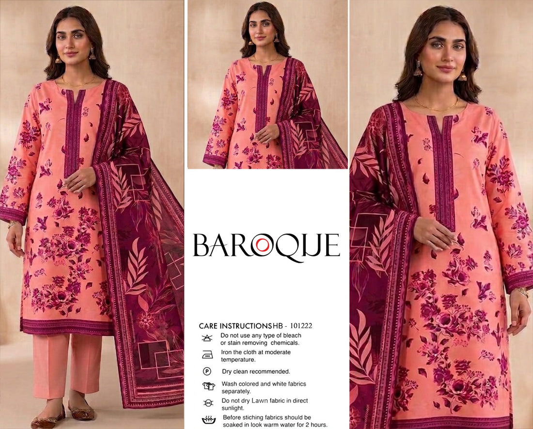 Lawn baroque 3 piece dress