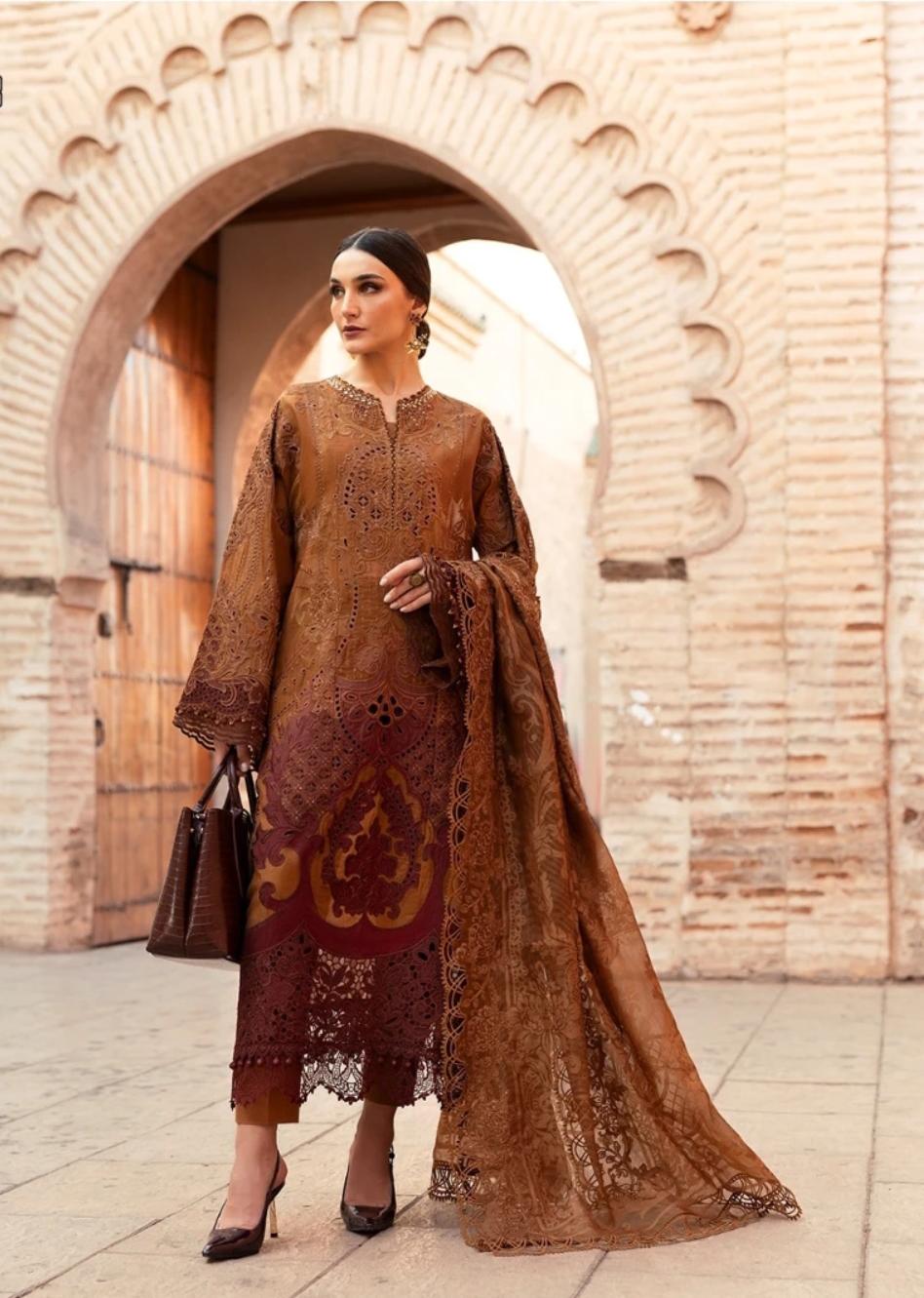 Rust Brown Embroidered Luxury 3 Piece Suit