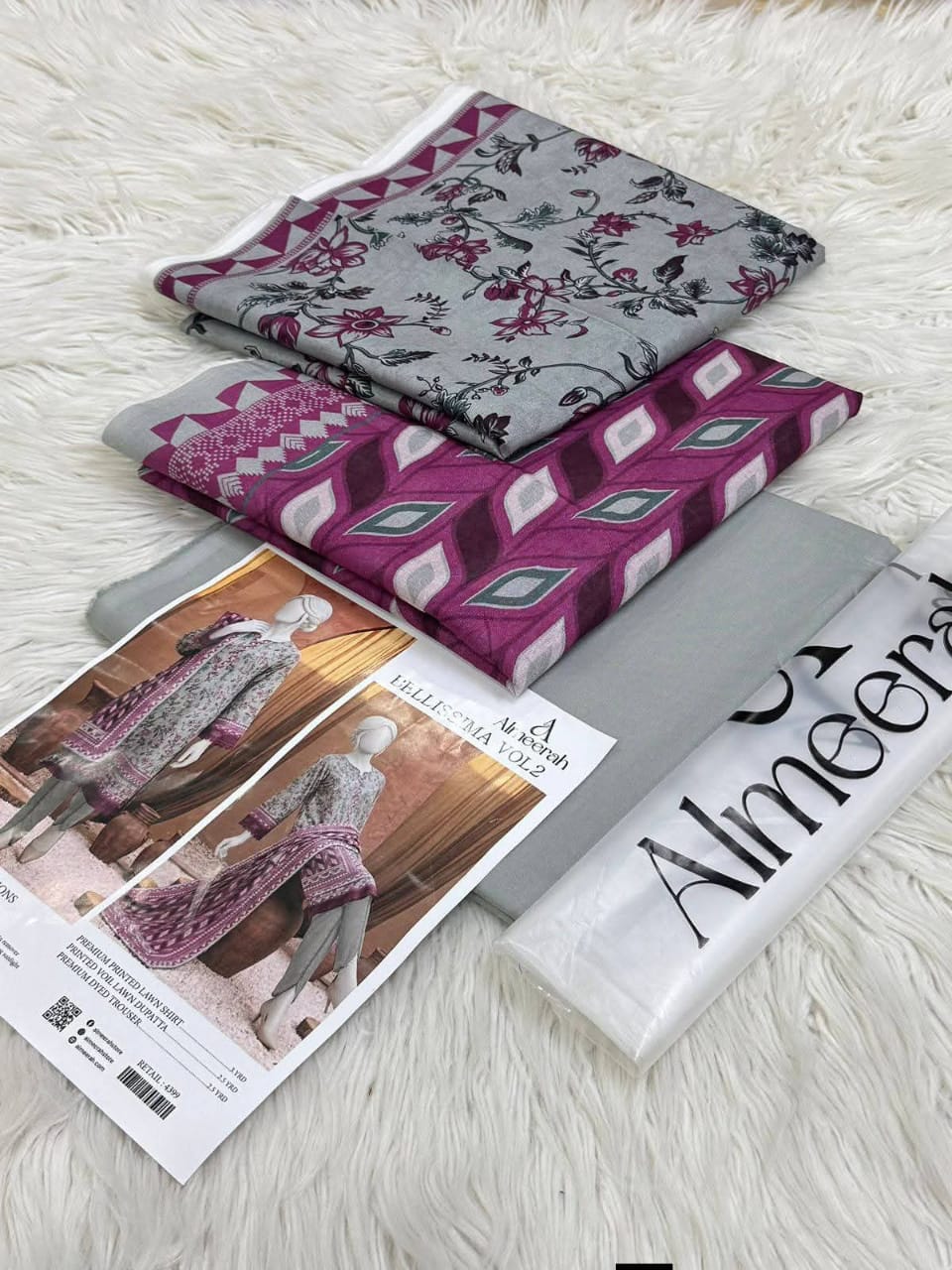 Ameerah Printed Collection 3-Piece Unstitched Floral Lawn Suit