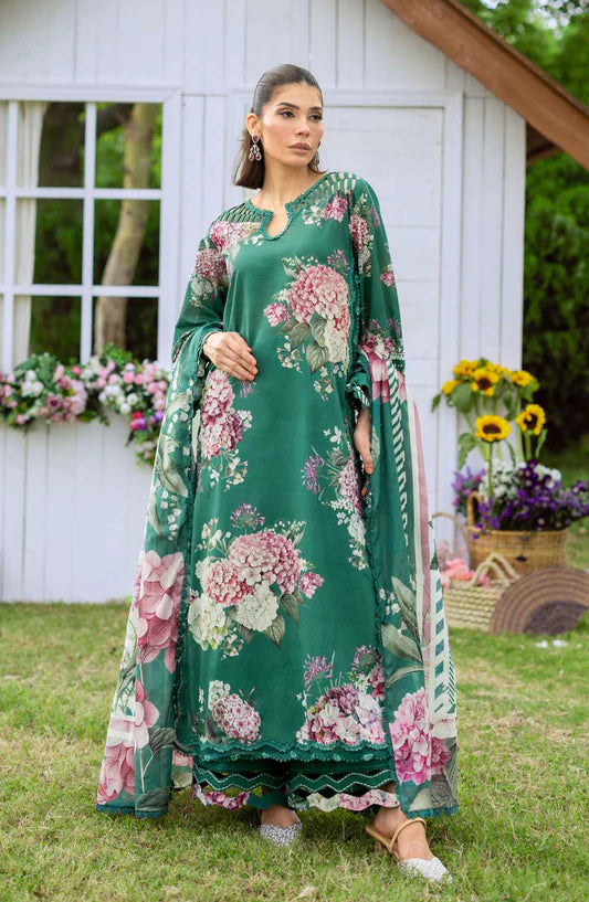 Emerald Floral Printed Lawn 3 Piece Suit