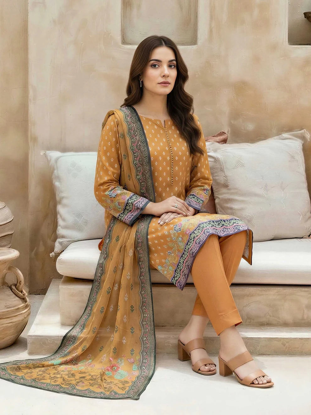 3 Piece Lawn Suit- Printed (Unstitched)
