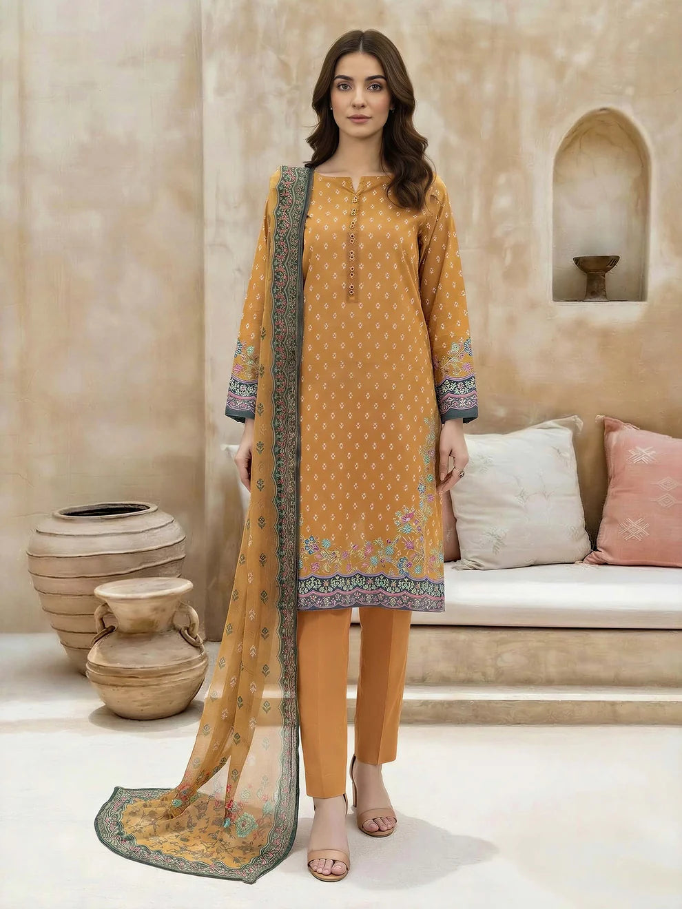 3 Piece Lawn Suit- Printed (Unstitched)