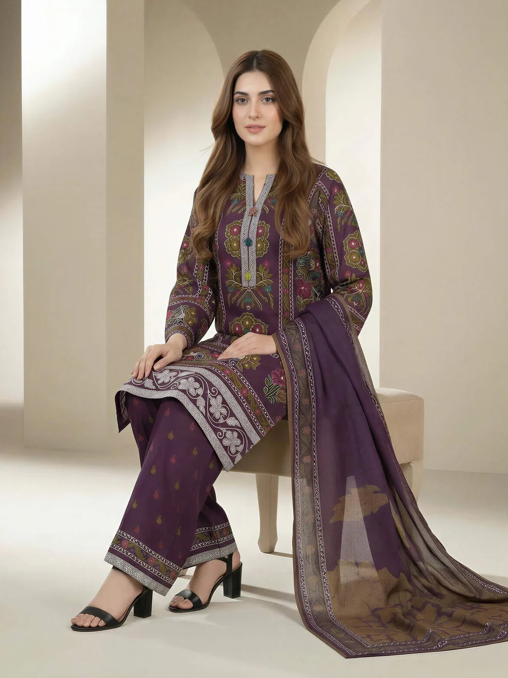 3 Piece Lawn Suit- Printed (Unstitched)