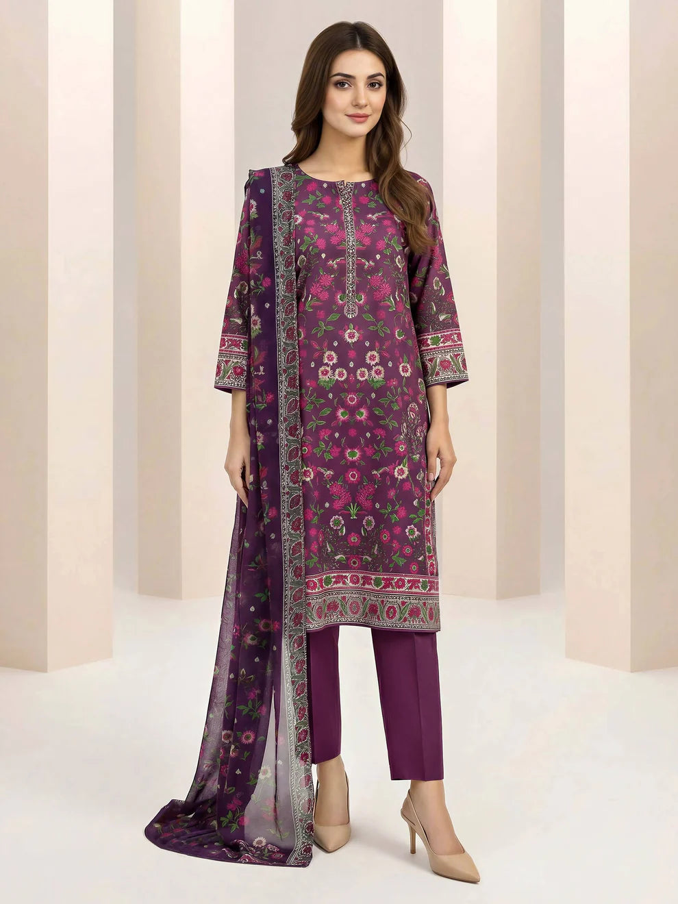 3 Piece Lawn Suit- Printed (Unstitched)