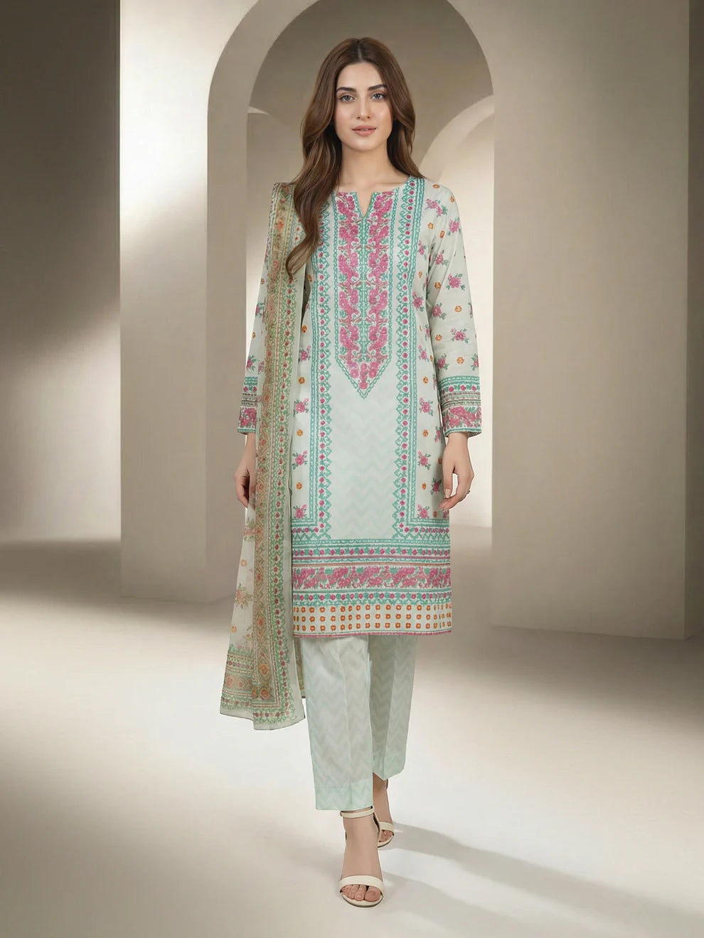 3 Piece Lawn Suit- Printed (Unstitched)