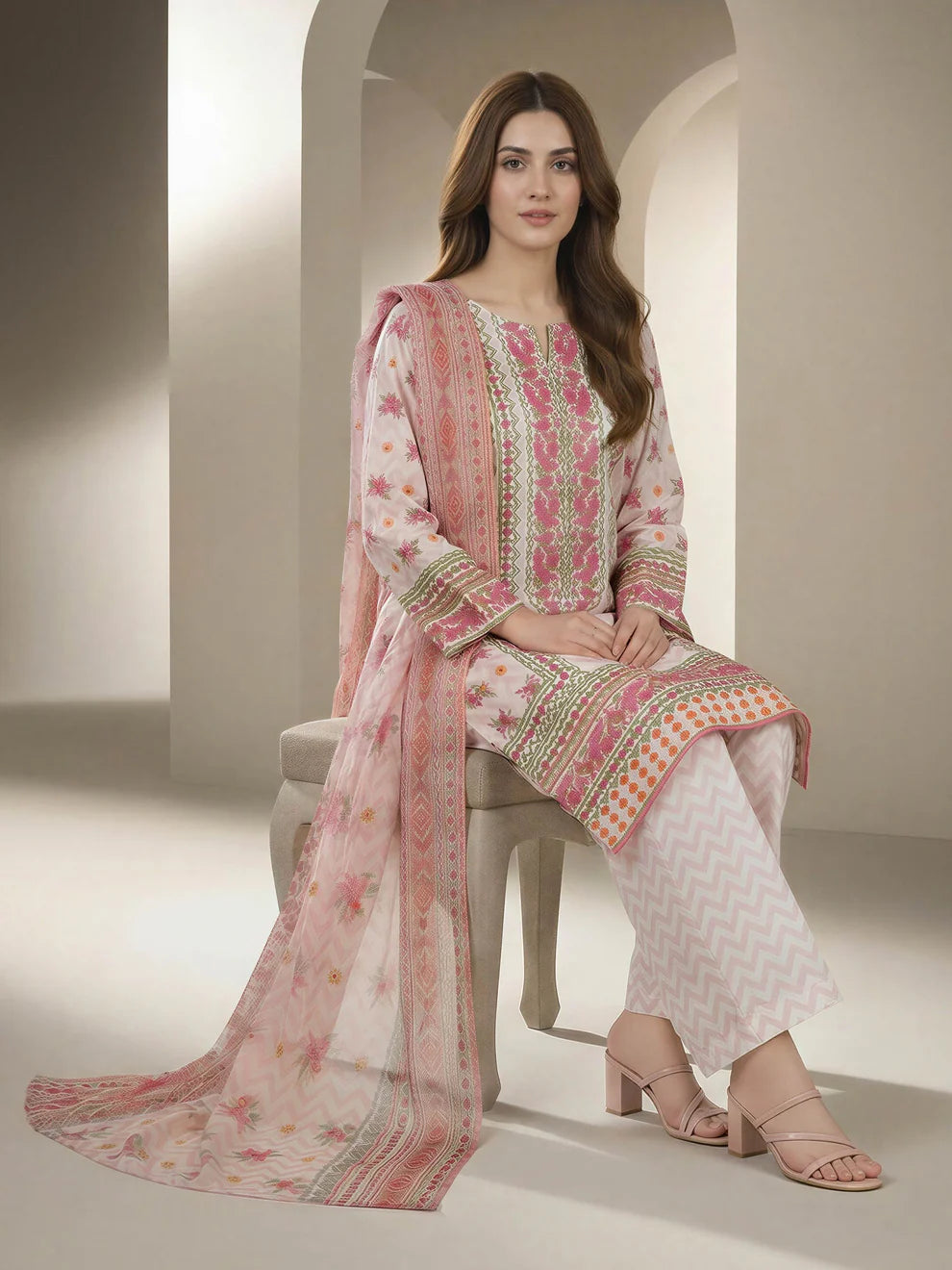 3 Piece Lawn Suit- Printed (Unstitched)