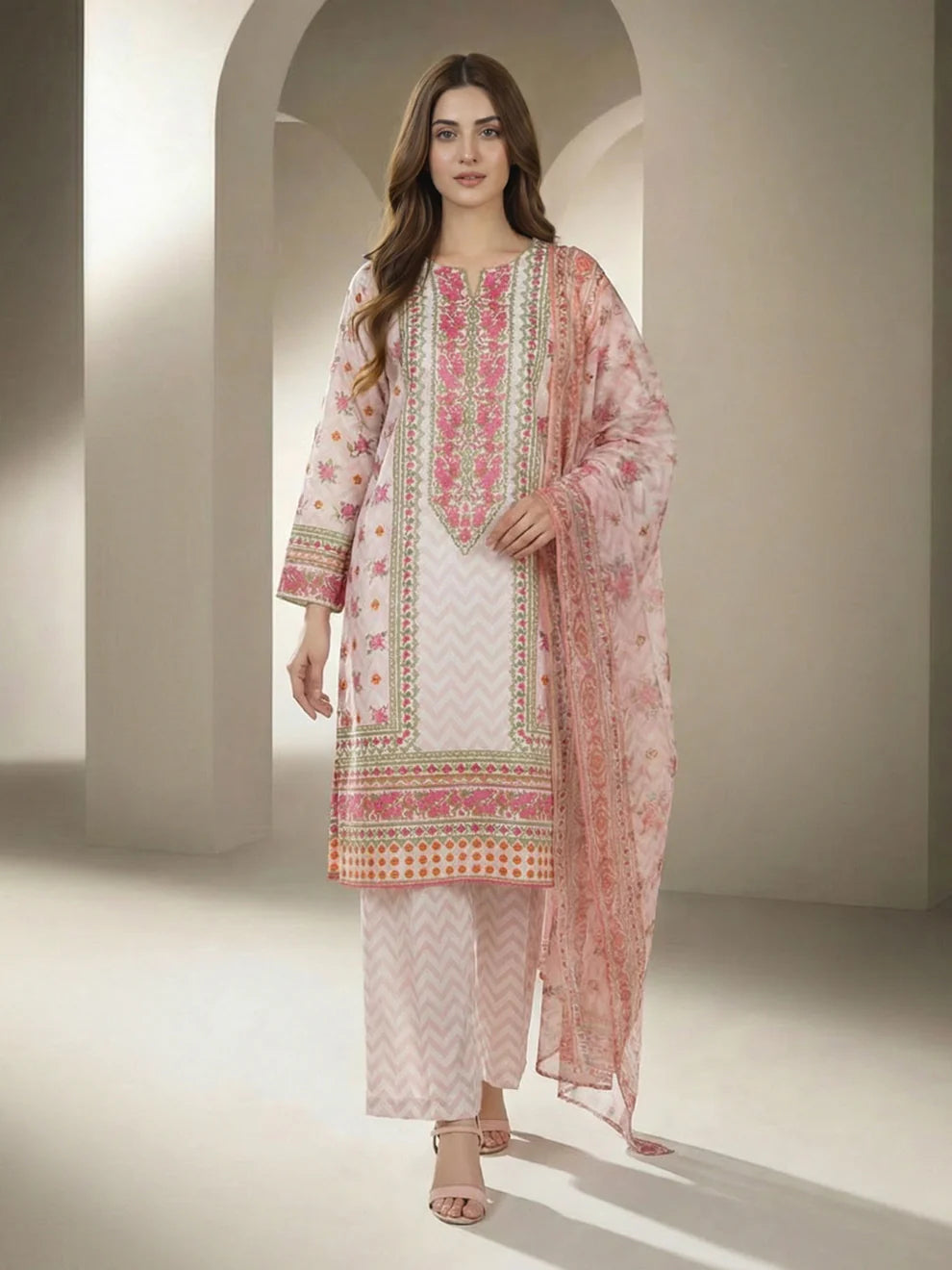 3 Piece Lawn Suit- Printed (Unstitched)