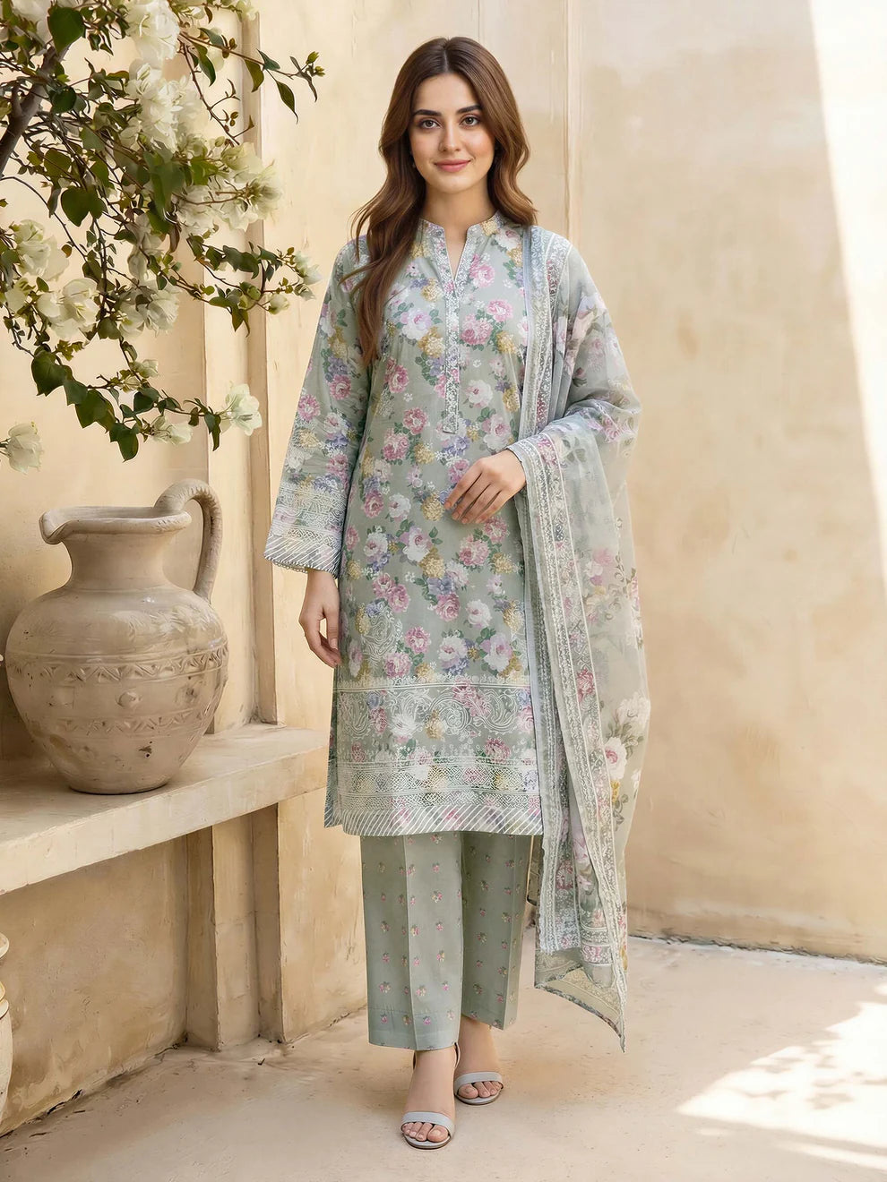 3 Piece Lawn Suit- Printed (Unstitched)