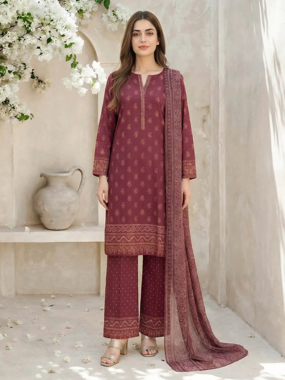 3 Piece Lawn Suit- Paste Printed (Unstitched)