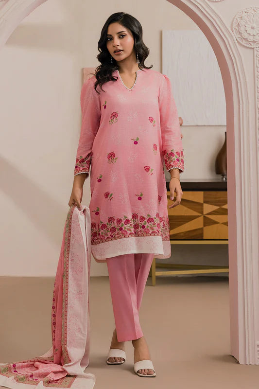 Blush Pink Embroidered Lawn 3 Piece Suit