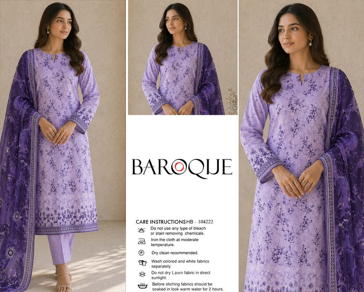 Lawn Boroque 3 piece dress