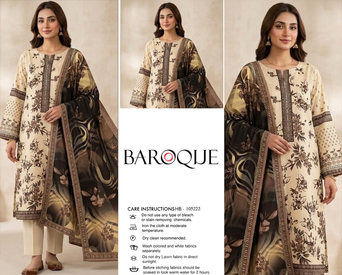 Lawn Boroque 3 piece dress