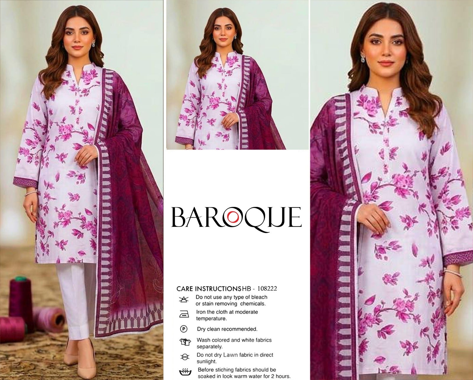 Lawn baroque 3 piece dress