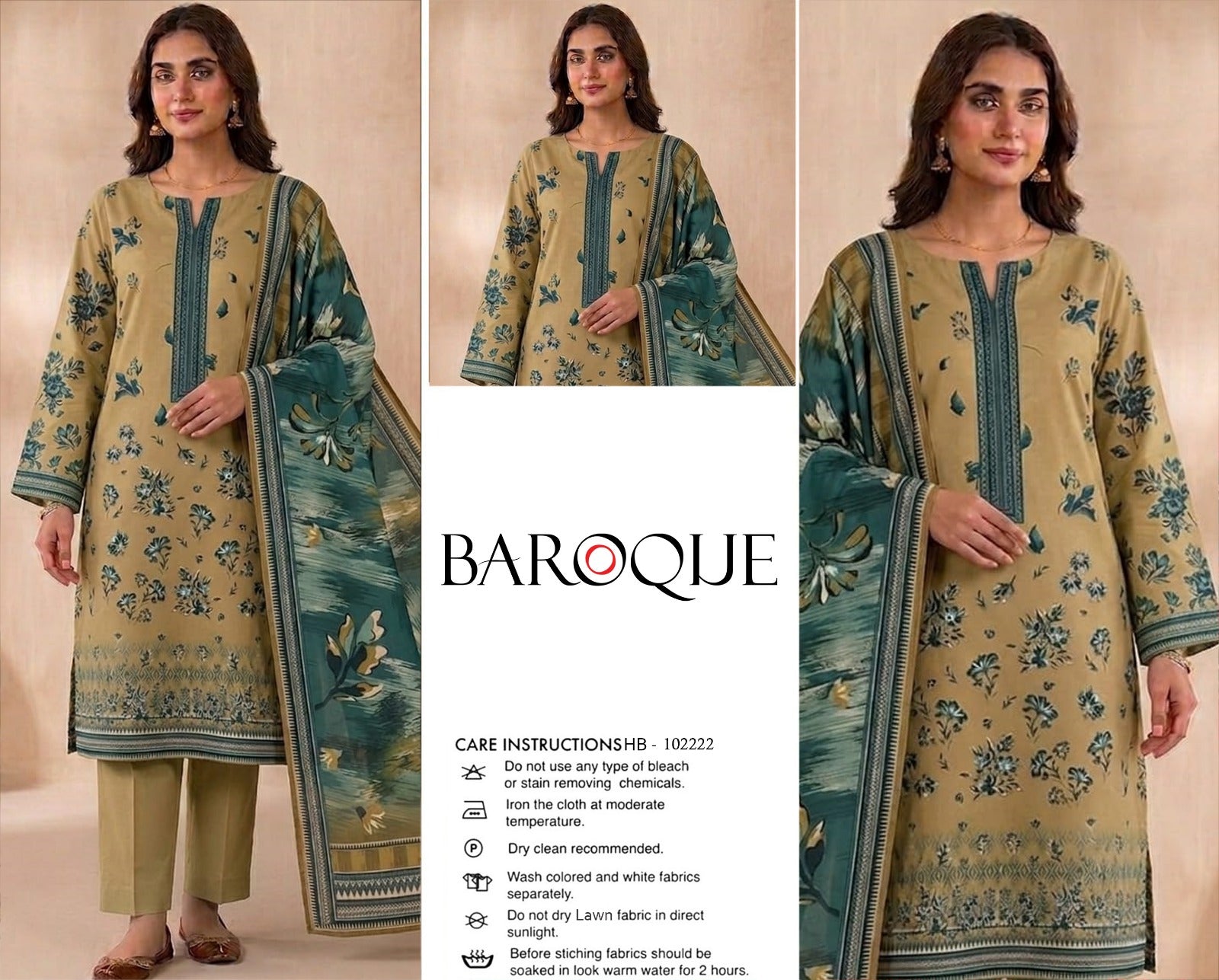 Lawn Boroque 3 piece dress