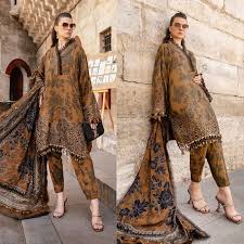 Rust Brown Printed Lawn 3 Piece Suit