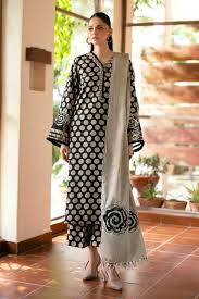 Black & White Printed Lawn 3 Piece Suit